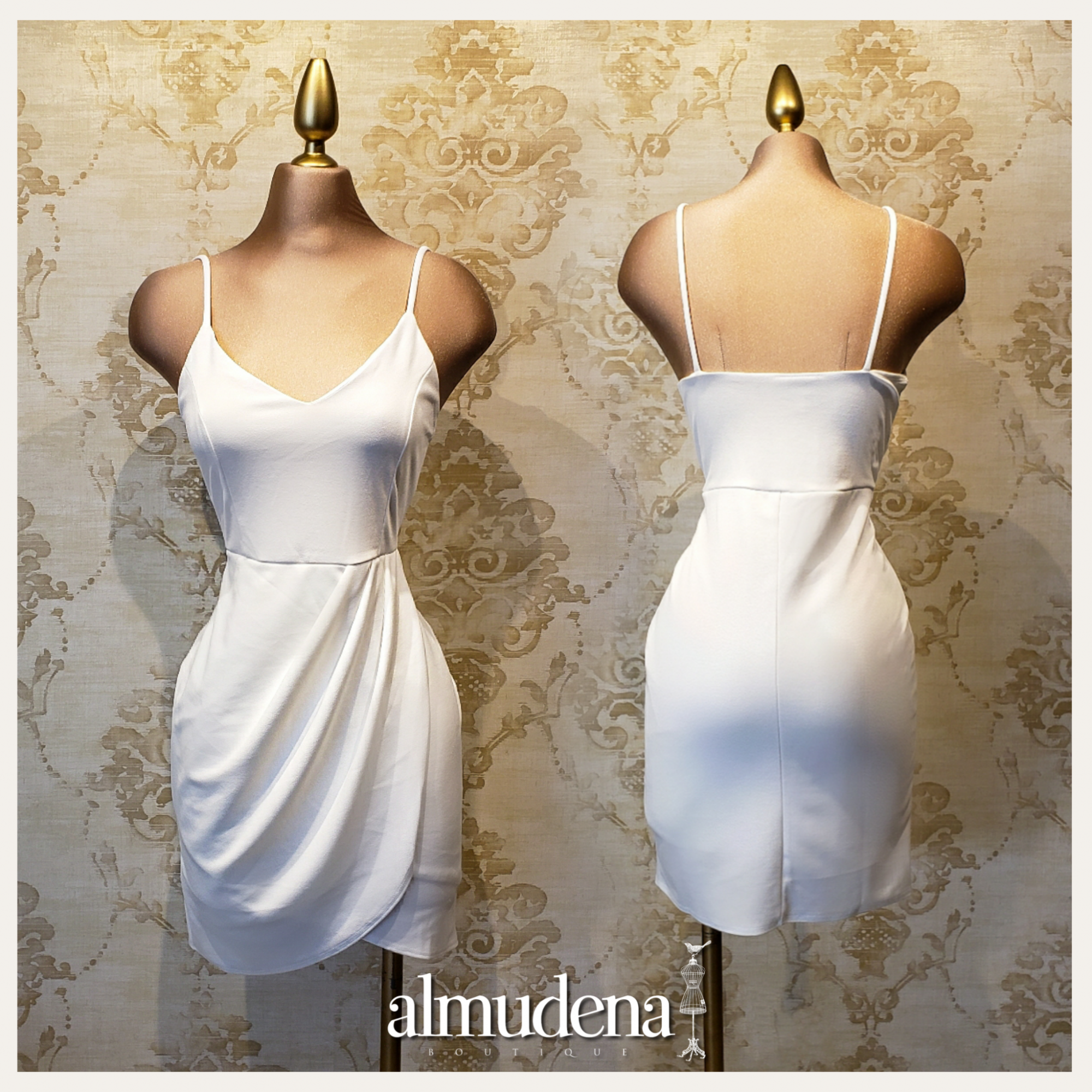 Vestido Blanco Corto de Fiesta - Almudena Boutique - Ropa para mujer, Vestidos cortos, de noche y para novias
