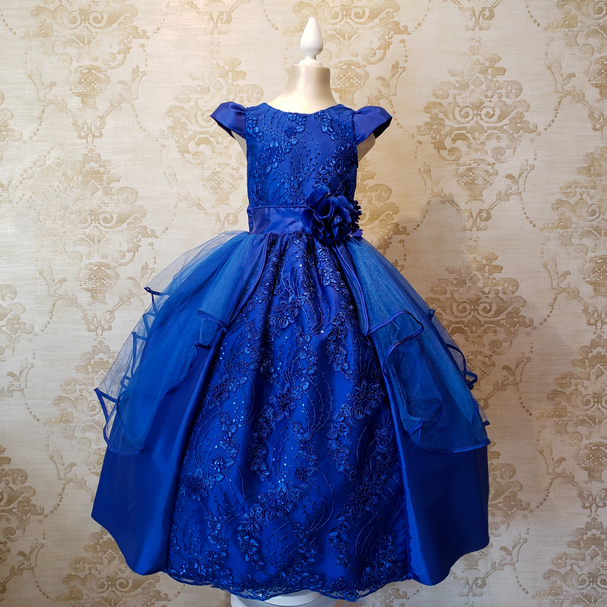 Vestido de Niña Fiesta Azul Rey Encaje Bordado con Tallas 10 a 12 Años - Almudena Boutique - para mujer, Vestidos cortos, de y para novias