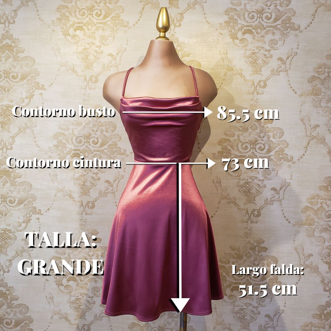 Vestido Rosa Corto Tirantes Satinado - Almudena Boutique - Ropa