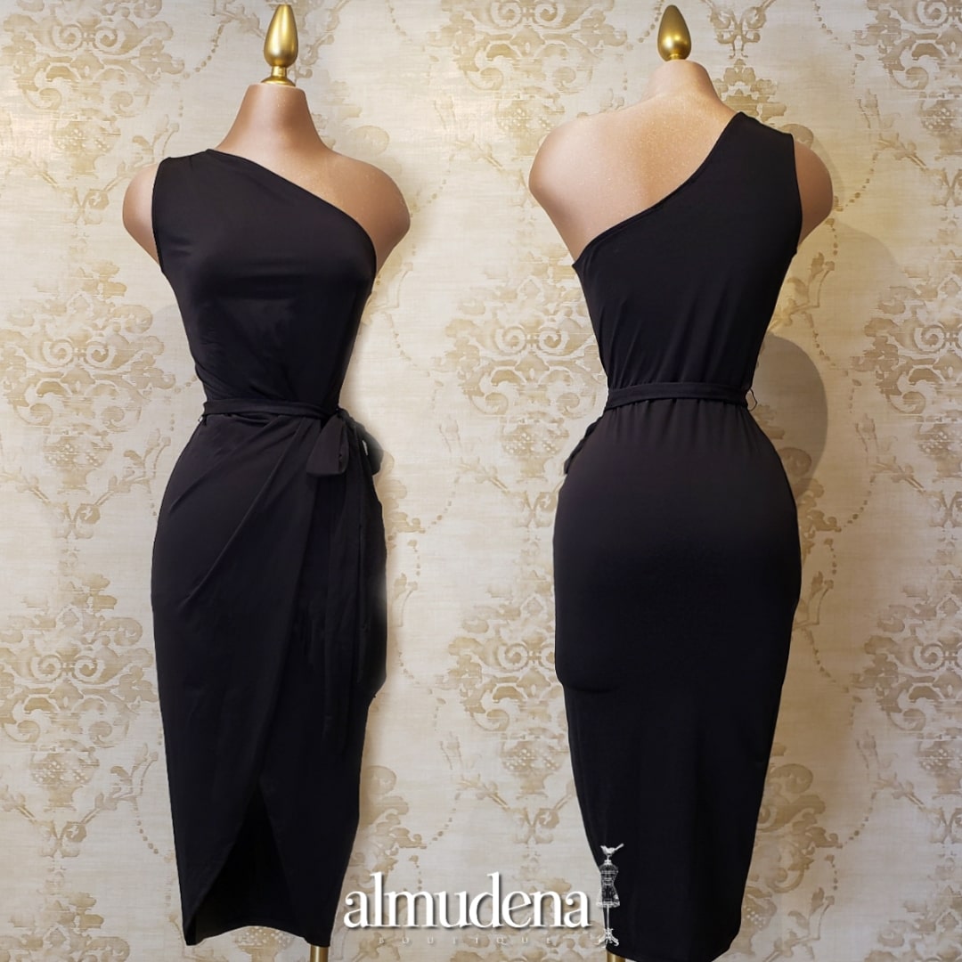 Vestido Negro Corto 1 Hombro Formal - Almudena Boutique - Ropa para mujer, Vestidos cortos, de y para novias