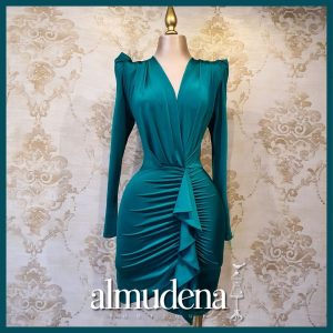 Vestido Verde Tornasol Corto Brillante - Almudena Boutique - Ropa